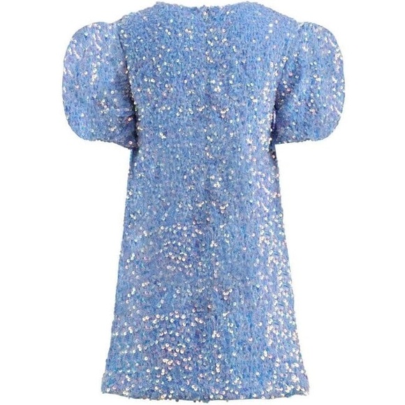 Lola & The Boys Blue Sequin Snow Angel Shimmer Dress - Picture 2 of 8